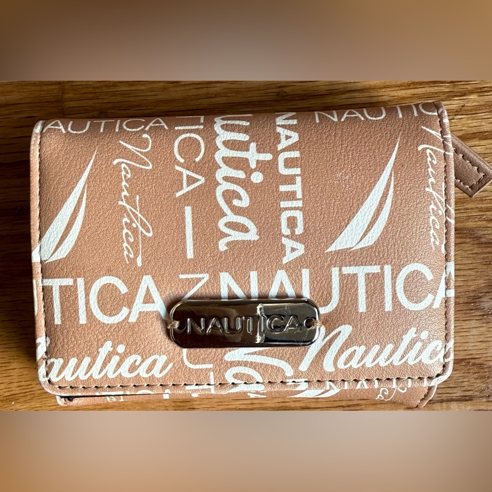 Nautica Tan Logo Print RFID Wallet